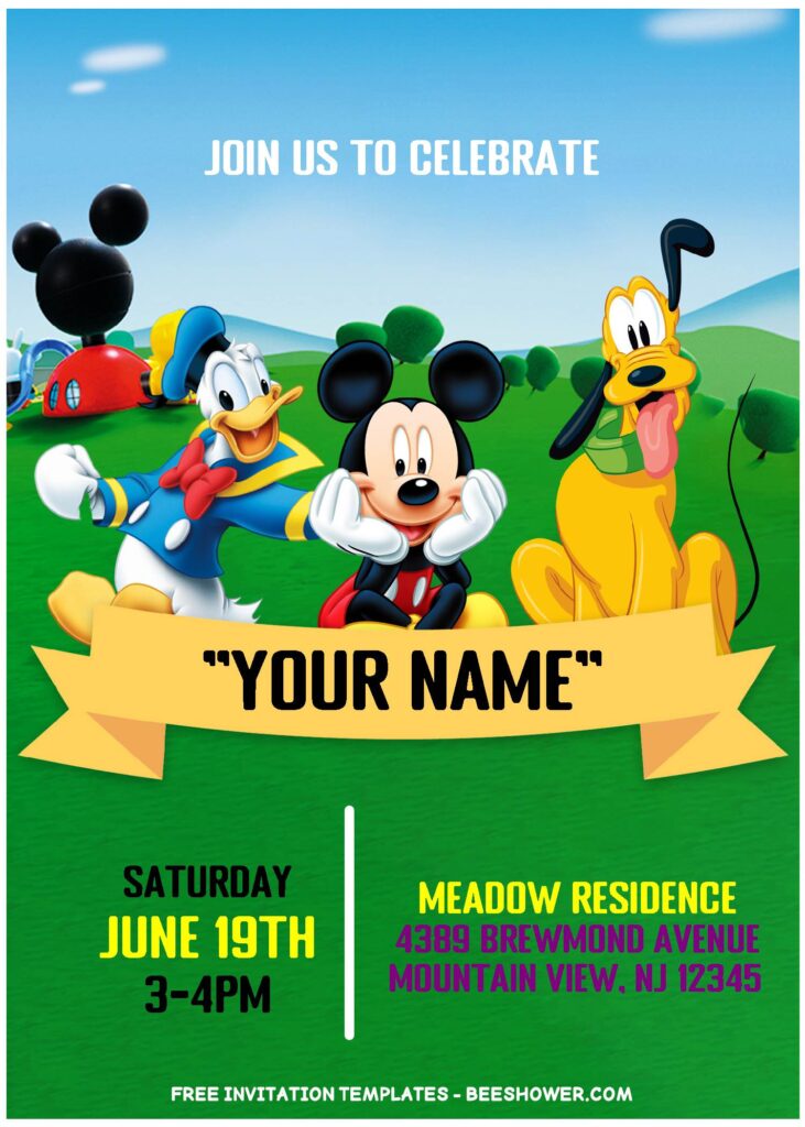 (Free Editable PDF) Mickey Mouse And Friends Birthday Party Invitation Templates with Goofy