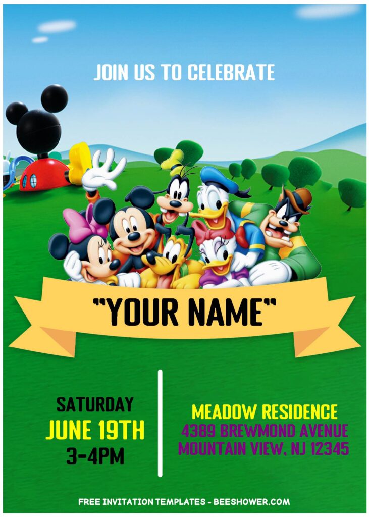 (Free Editable PDF) Mickey Mouse And Friends Birthday Party Invitation Templates with Daisy And Minnie