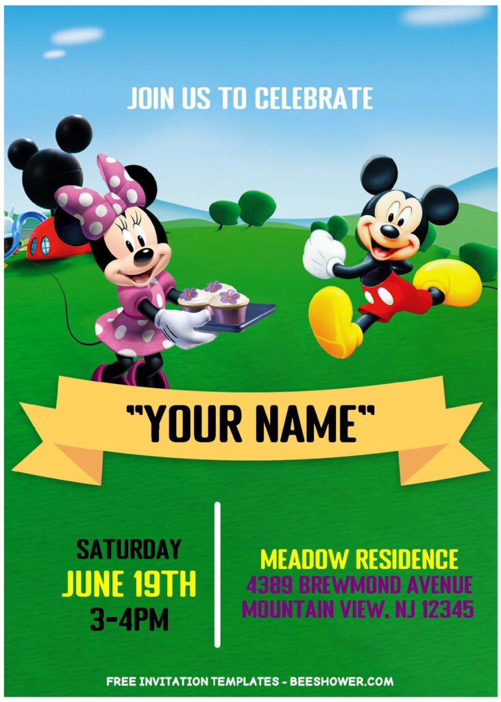 (Free Editable PDF) Mickey Mouse And Friends Birthday Party Invitation Templates with Minnie