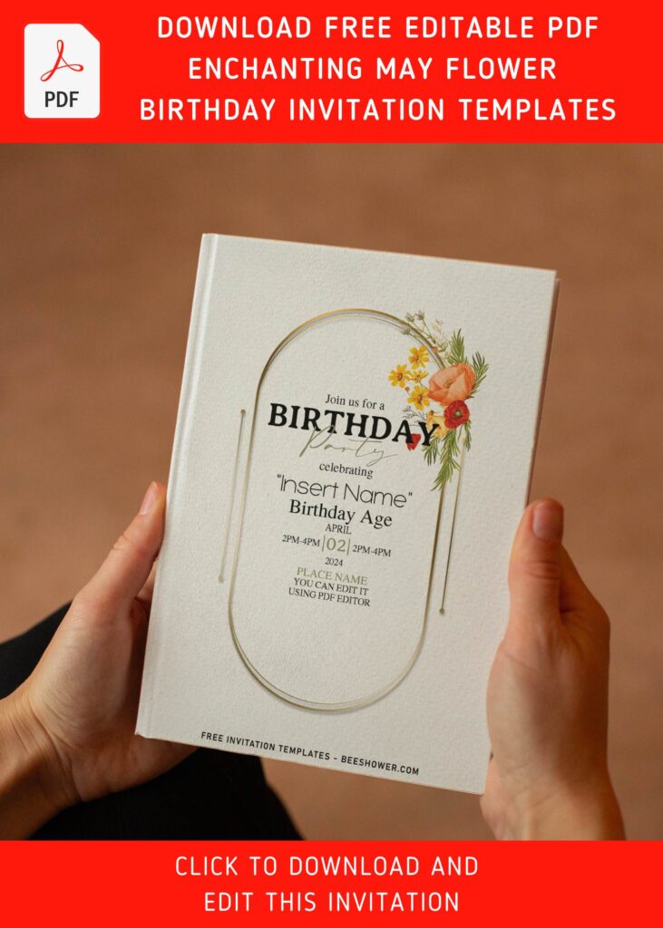 (Free Editable PDF) Breathtaking Spring Blooms Birthday Invitation Templates with elegant script