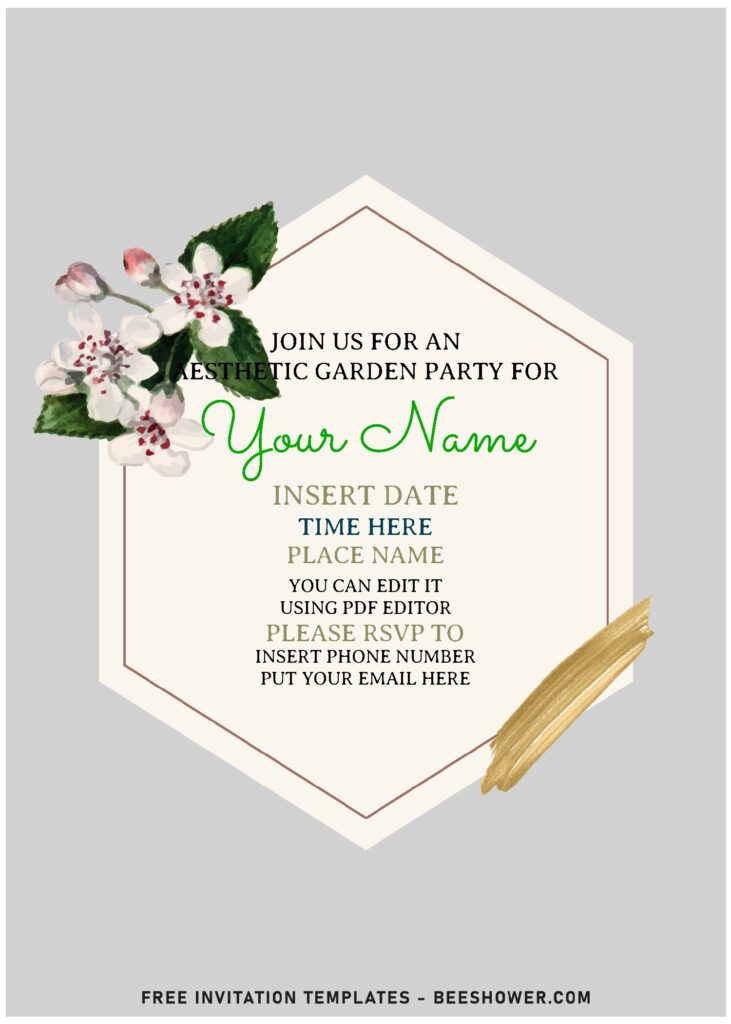 (Free Editable PDF) Breathtakingly Elegant Lily & Arrowhead Floral Invitation Templates with gold brushstokes