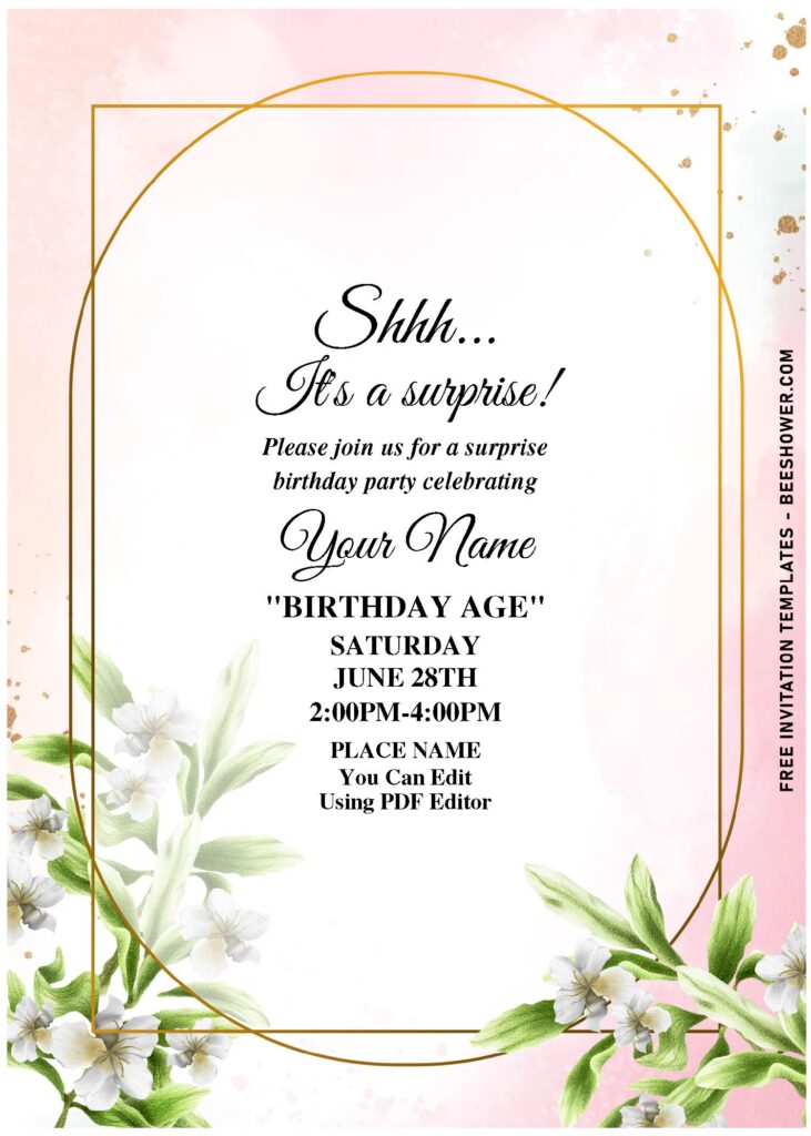 (Free Editable PDF) On-Trend Beautiful And Lively Bright Spring Flower Invitation Templates with elegant script