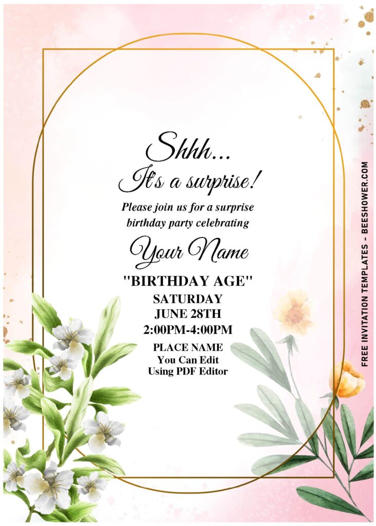 (Free Editable PDF) On-Trend Beautiful And Lively Bright Spring Flower Invitation Templates with blush background