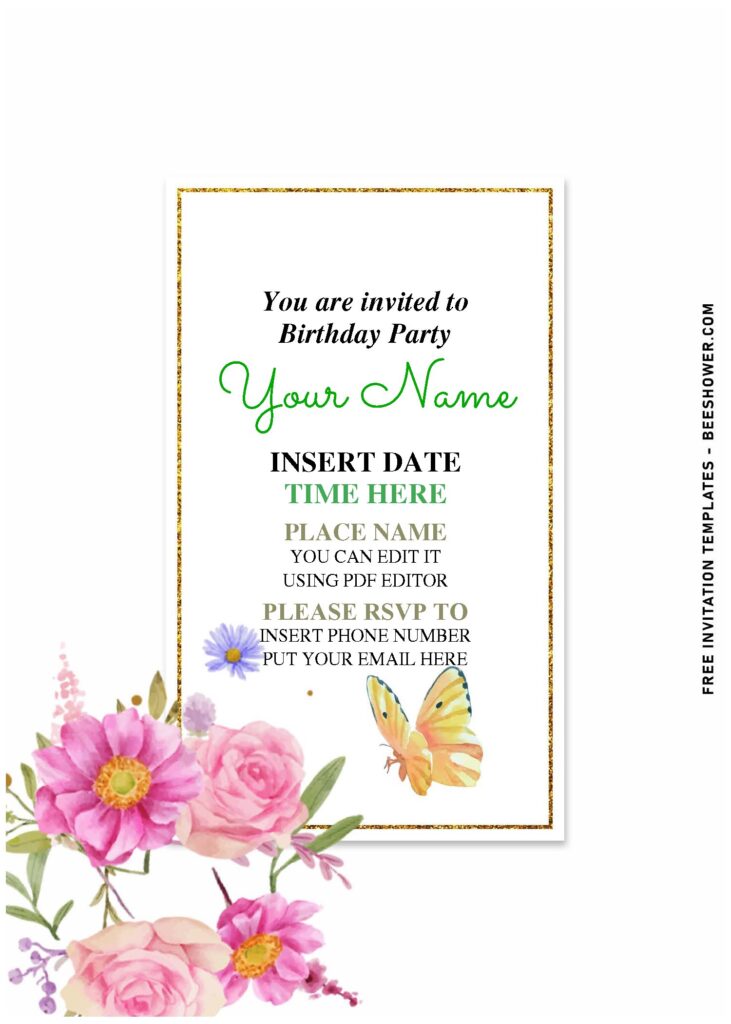 (Free Editable PDF) Botanical Garden Pink Daisy And Anemone Invitation Templates with purple daisy