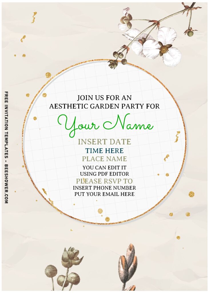 (Free Editable PDF) Lovely Spring Garden Gold Birthday Invitation Templates with beautiful Amaryllis
