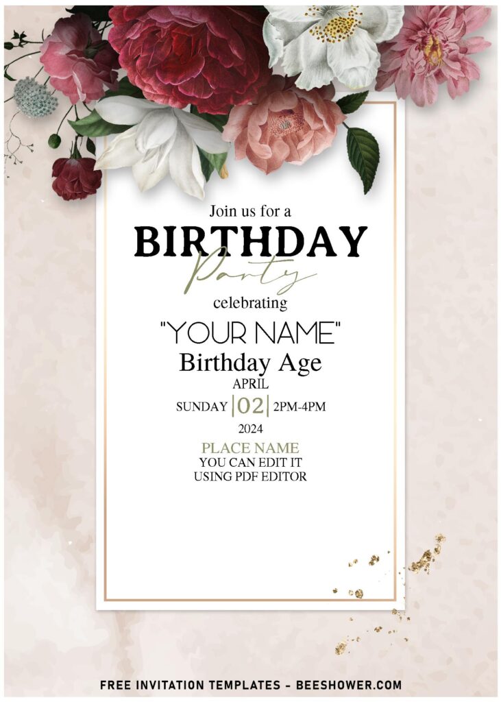 (Free Editable PDF) Inspiring Burgundy And White Rose Floral Invitation Templates with beautiful watercolor floral rose