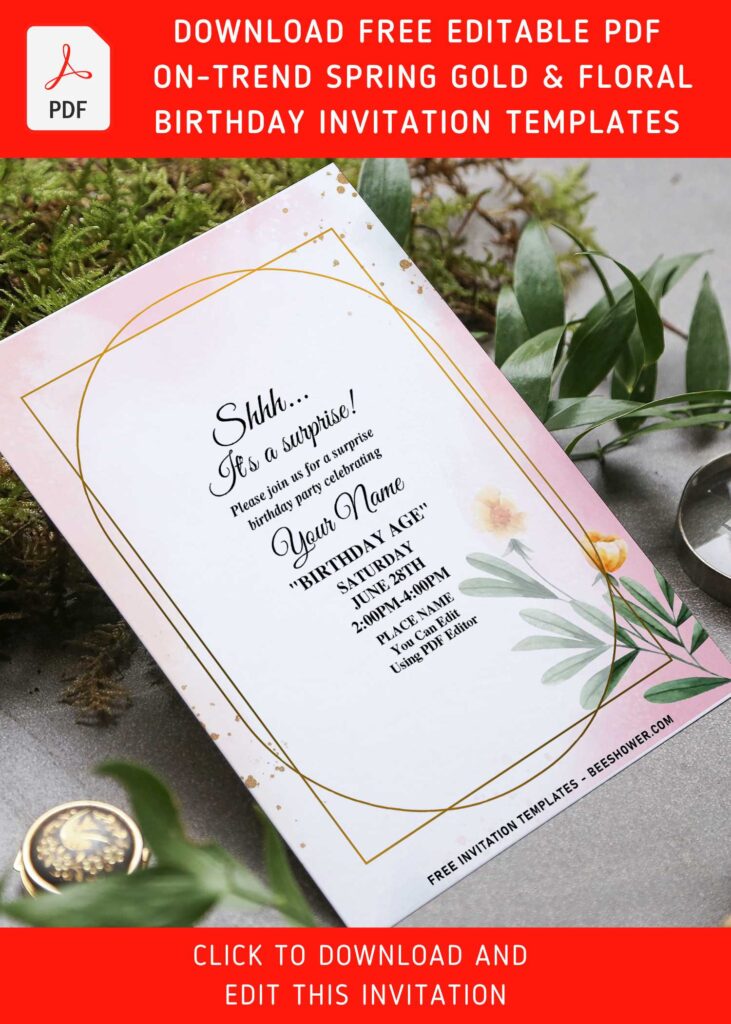 (Free Editable PDF) On-Trend Beautiful And Lively Bright Spring Flower Invitation Templates with bright yellow poppy