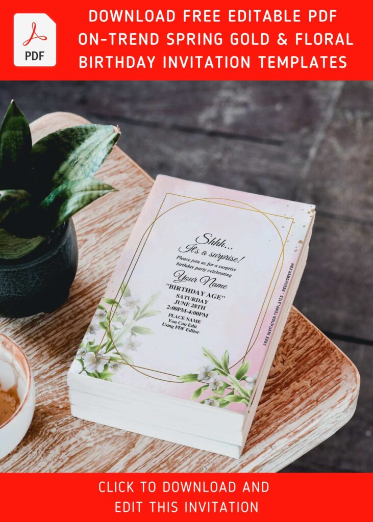 (Free Editable PDF) On-Trend Beautiful And Lively Bright Spring Flower Invitation Templates with silver dollar eucalyptus