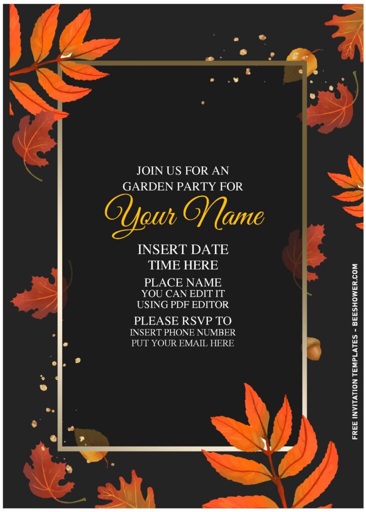 (Free Editable PDF) Moody Maple And Oak Leaves Birthday Invitation Templates
