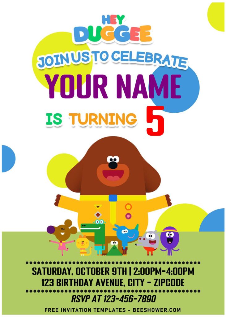 Free Editable PDF Hey Duggee Birthday Invitation Templates For Preschooler C - Downloadable (Free Editable PDF) Sand Castle Hey Duggee Birthday Invitation Templates - Template No. 29