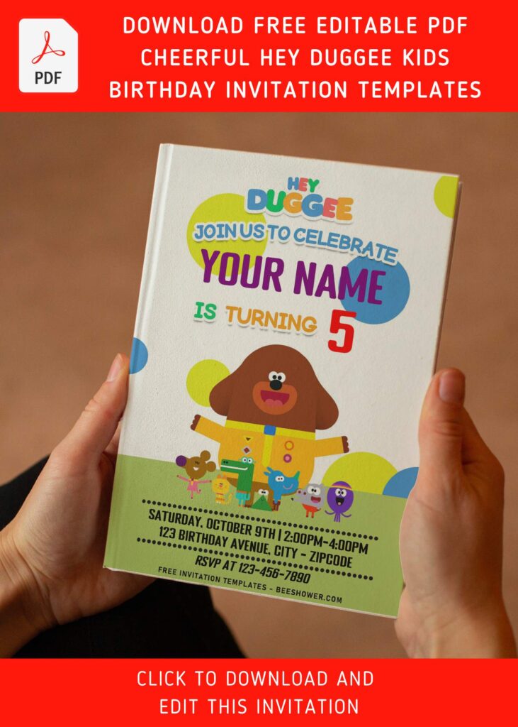 Free Editable PDF Lovely Hey Duggee Birthday Invitation Templates C - Downloadable (Free Editable PDF) Sand Castle Hey Duggee Birthday Invitation Templates - Template No. 31