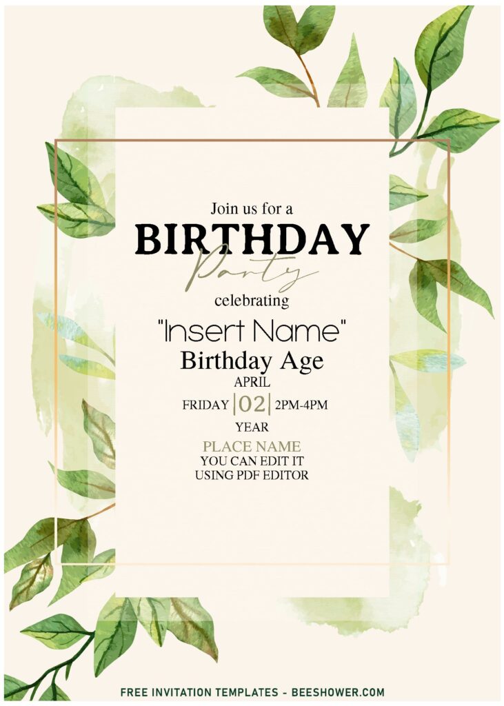 (Free Editable PDF) Whimsical Summer Delight Birthday Invitation Templates with pampas grass