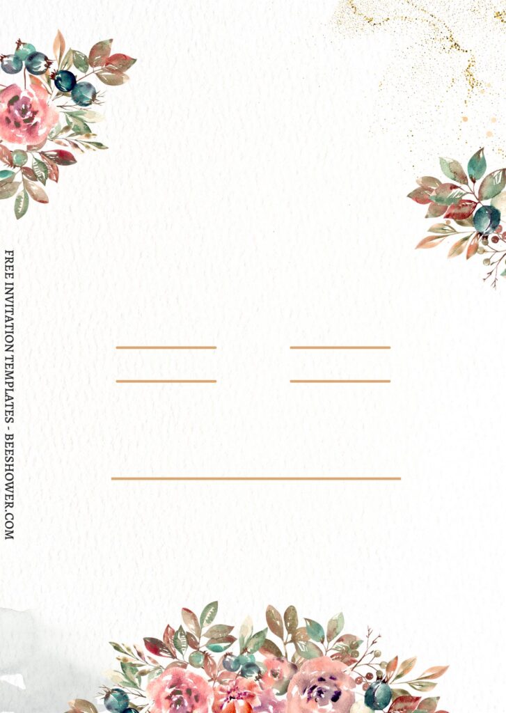 (Free) 7+ Ombre Gold And Floral Autumn Canva Birthday Invitation Templates with 
