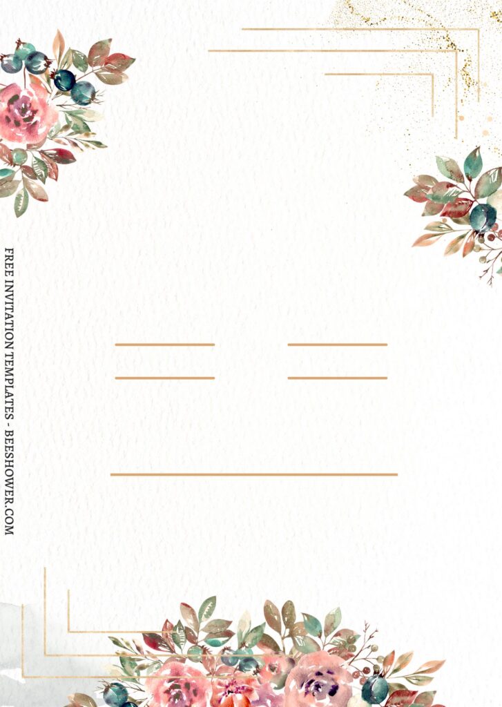(Free) 7+ Ombre Gold And Floral Autumn Canva Birthday Invitation Templates with floral border