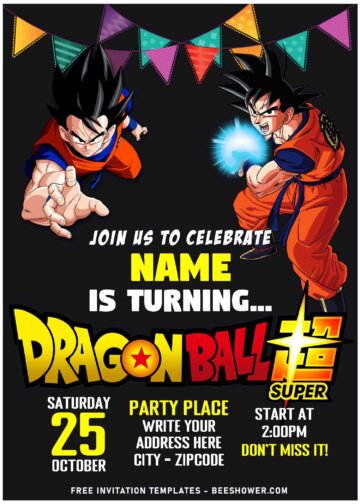 (Free Editable PDF) Dragon Ball Z Super Goku & Vegeta Birthday ...