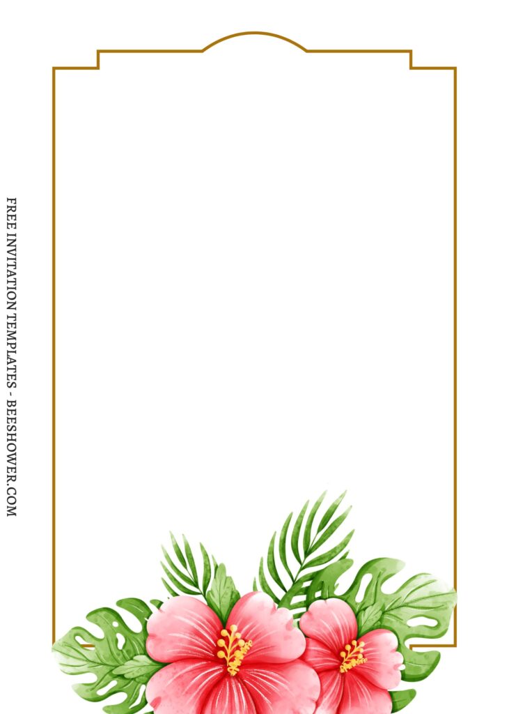 7+ Watercolor Tropical Summer Foliage & Floral Invitation Templates with beautiful lily