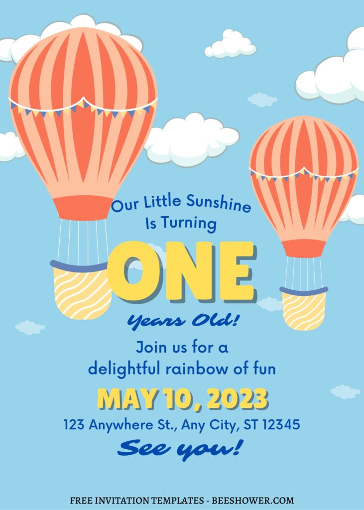 FREE EDITABLE - 10+ Hot Air Balloon Kids Canva Birthday Invitation Templates with cute wording