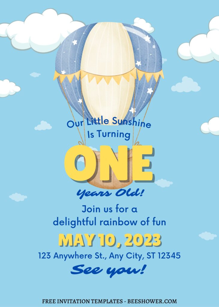 FREE EDITABLE - 10+ Hot Air Balloon Kids Canva Birthday Invitation Templates with editable text