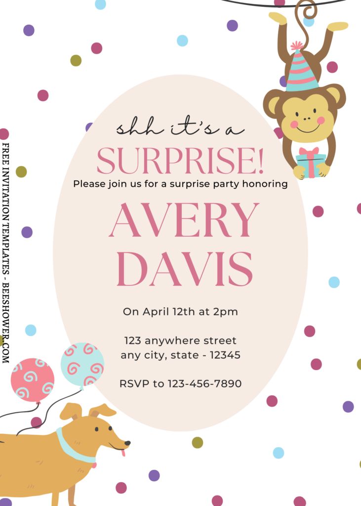 8+ Wild One Party Animal Canva Birthday Invitation Templates with adorable puppy and monkey