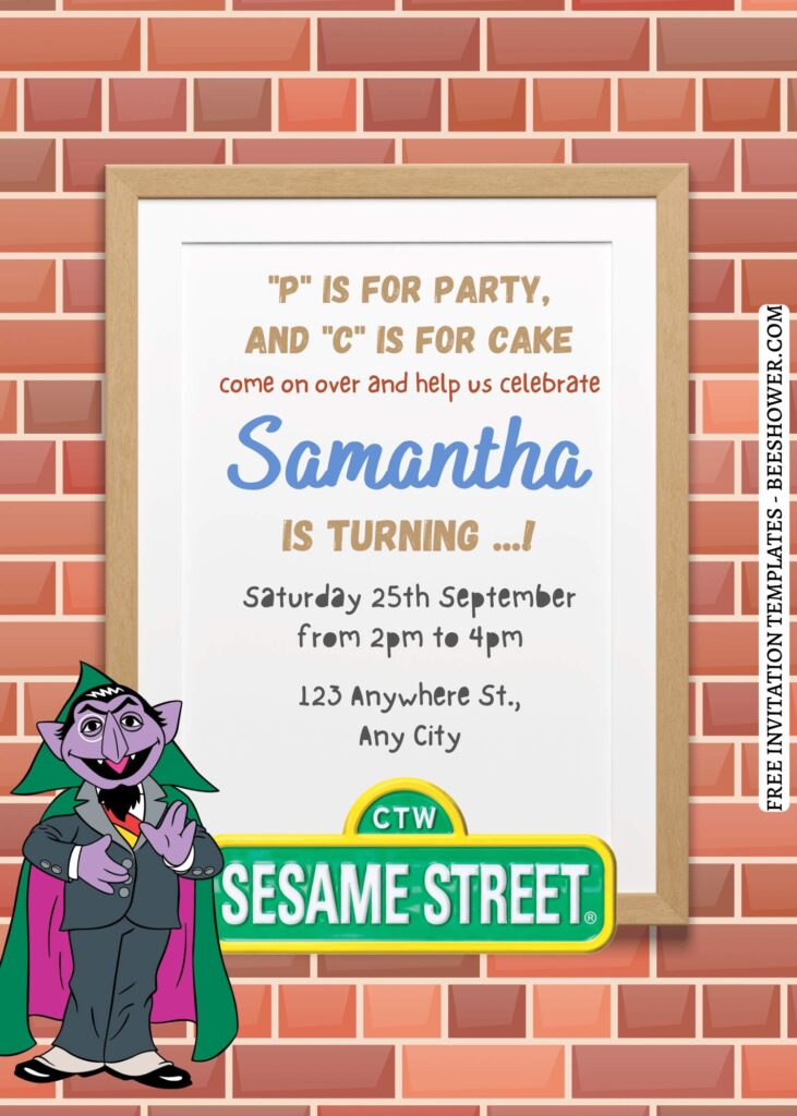 9+ Party With Elmo & Friends Canva Birthday Invitation Templates with dracula