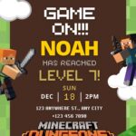 11+ Game On Minecraft Canva Birthday Invitation Templates F