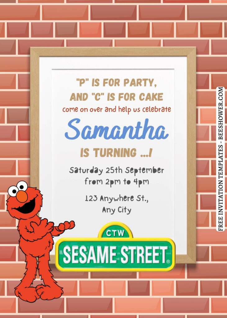 9+ Party With Elmo & Friends Canva Birthday Invitation Templates with adorable elmo