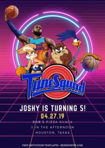 7 Pump It Up Space Jam Legacy Canva Birthday Invitation Templates C - Downloadable 7+ Pump It Up Space Jam Legacy Canva Birthday Invitation Templates C - Template No. 7