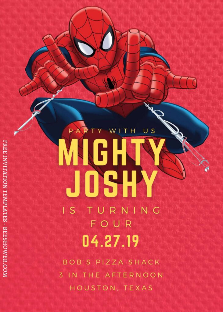 8+ Mighty Spiderman Canva Birthday Invitation Templates with awesome Spider web