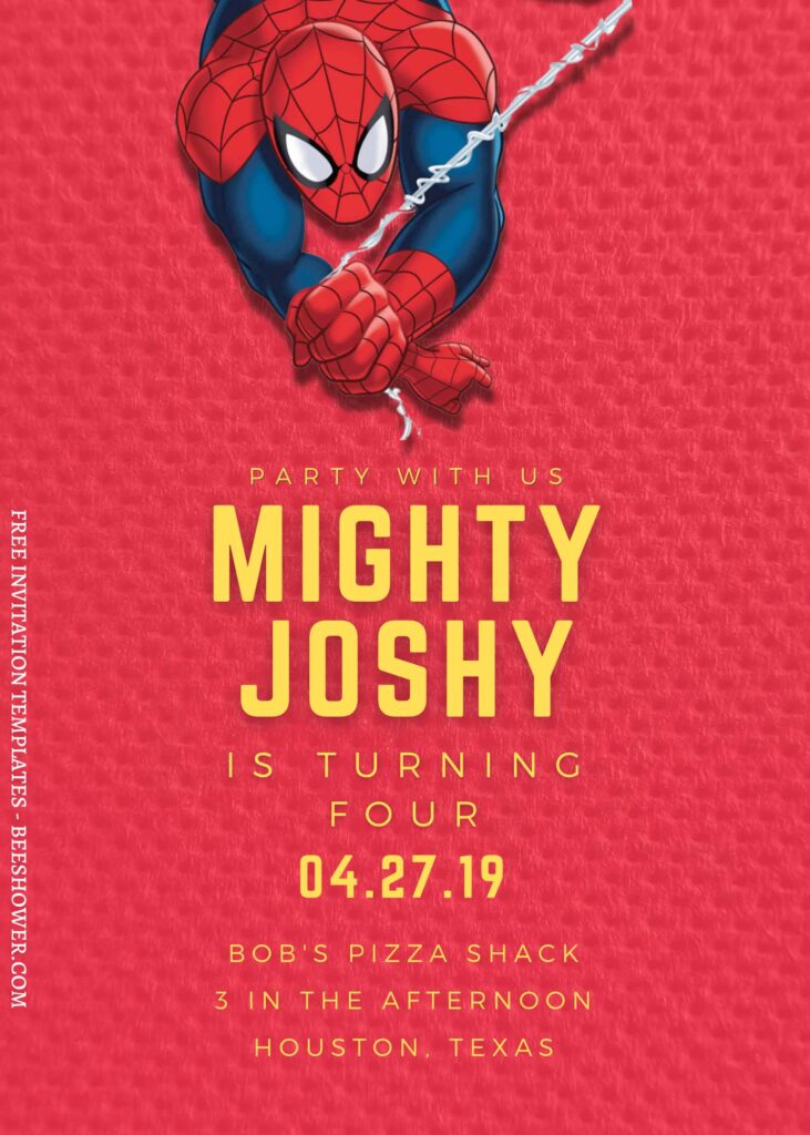 8+ Mighty Spiderman Canva Birthday Invitation Templates with cute text