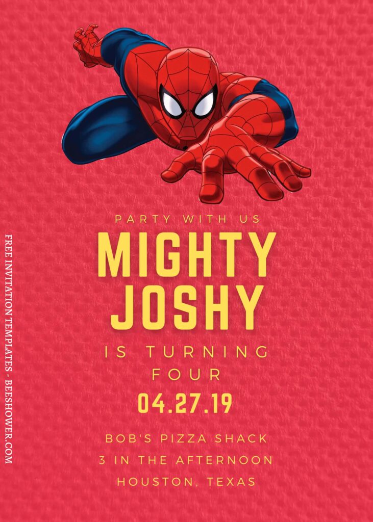 8+ Mighty Spiderman Canva Birthday Invitation Templates with red background