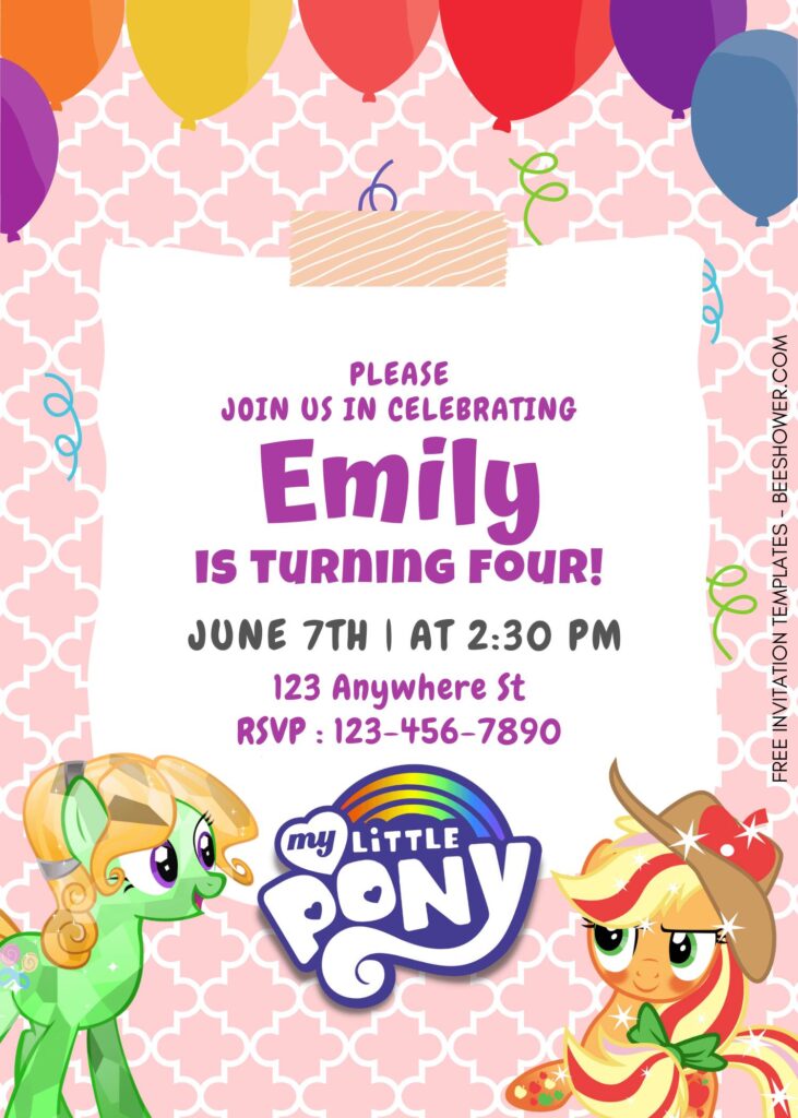 10+ Splendid My Little Pony Canva Birthday Invitation Templates with Applejack