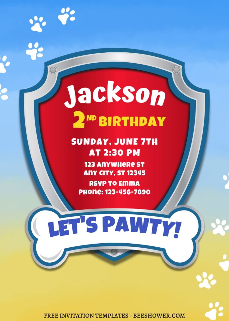 8+ Marvelous PAW Patrol Canva Birthday Invitation Templates with PAW Patrol's badge