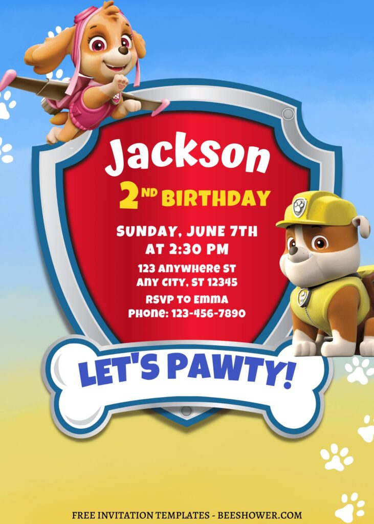 8+ Marvelous PAW Patrol Canva Birthday Invitation Templates with Boulder and Skye