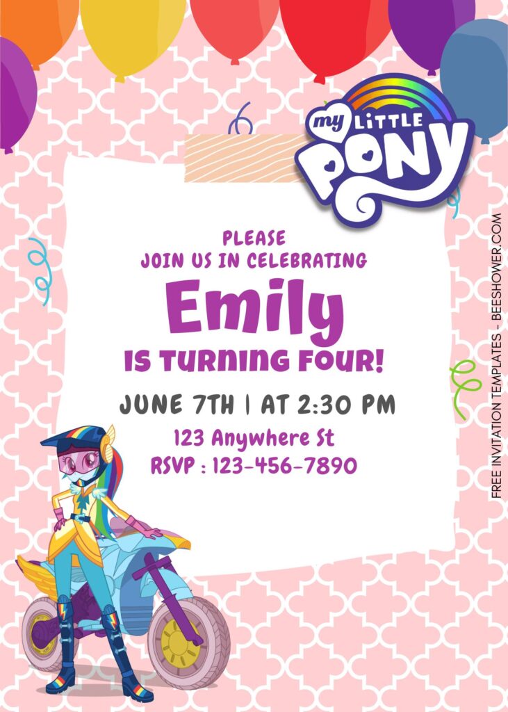 10+ Splendid My Little Pony Canva Birthday Invitation Templates with Rainbow Dash