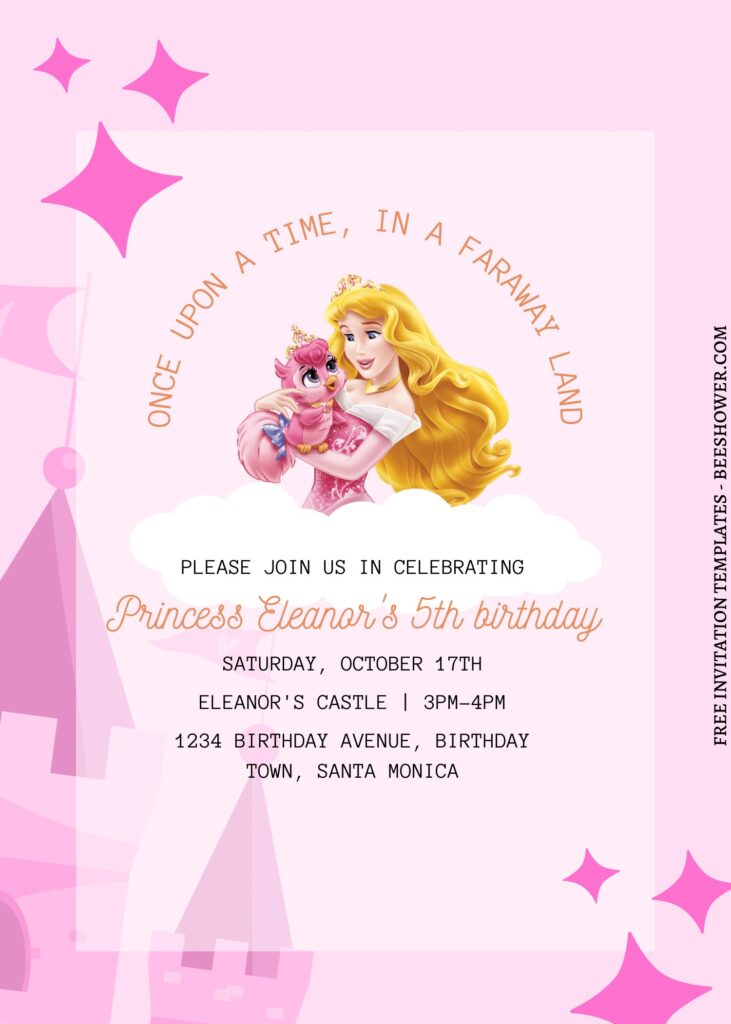 11+ Princess Castle Canva Birthday Invitation Templates  with adorable pink castle