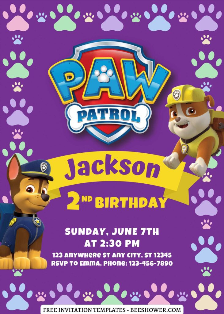 7+ Joyful PAW Patrol Canva Birthday Invitation Templates with Boulder and Chase