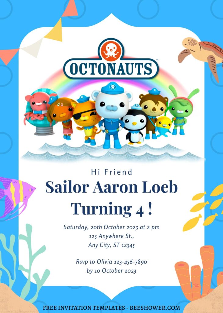 8+ Adorable Navy Octonauts Canva Birthday Invitation Templates with adorable Octonauts characters