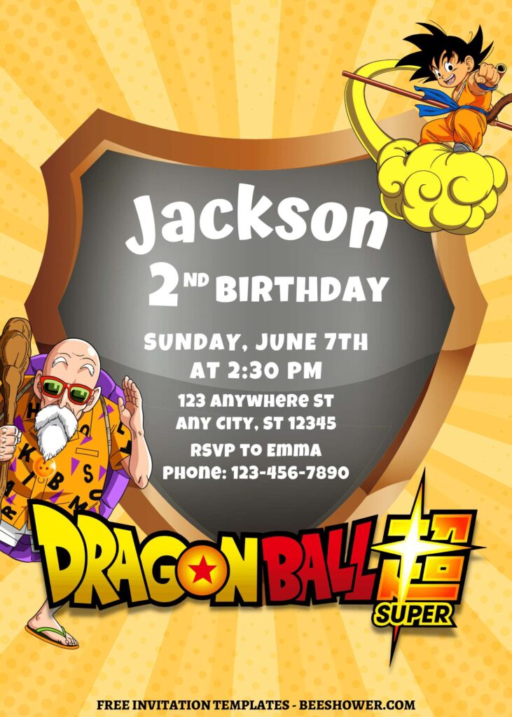 8+ Dragonball Super Brolly Canva Birthday Invitation Templates with Goku