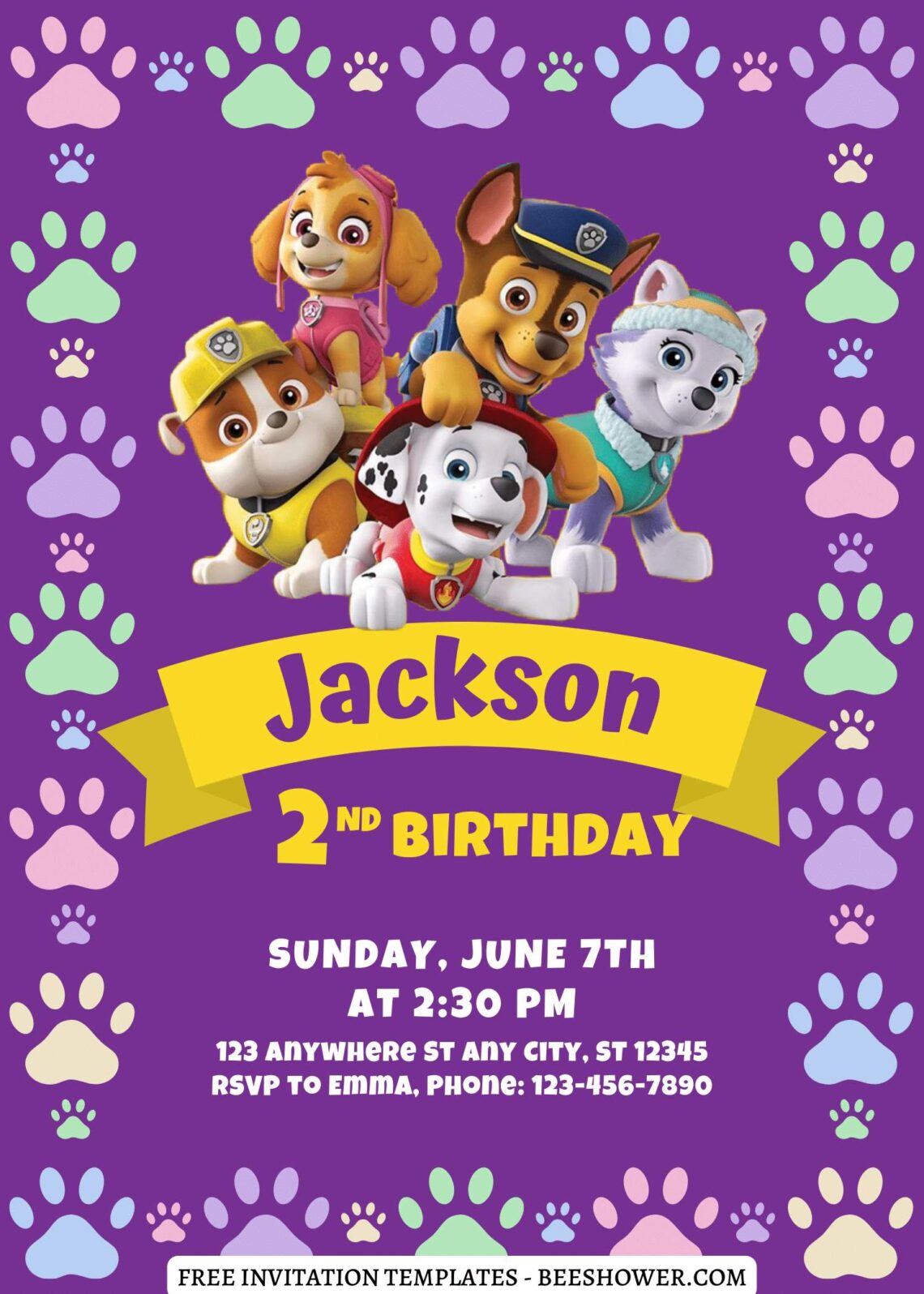 7 Joyful Paw Patrol Canva Birthday Invitation Templates Beeshower