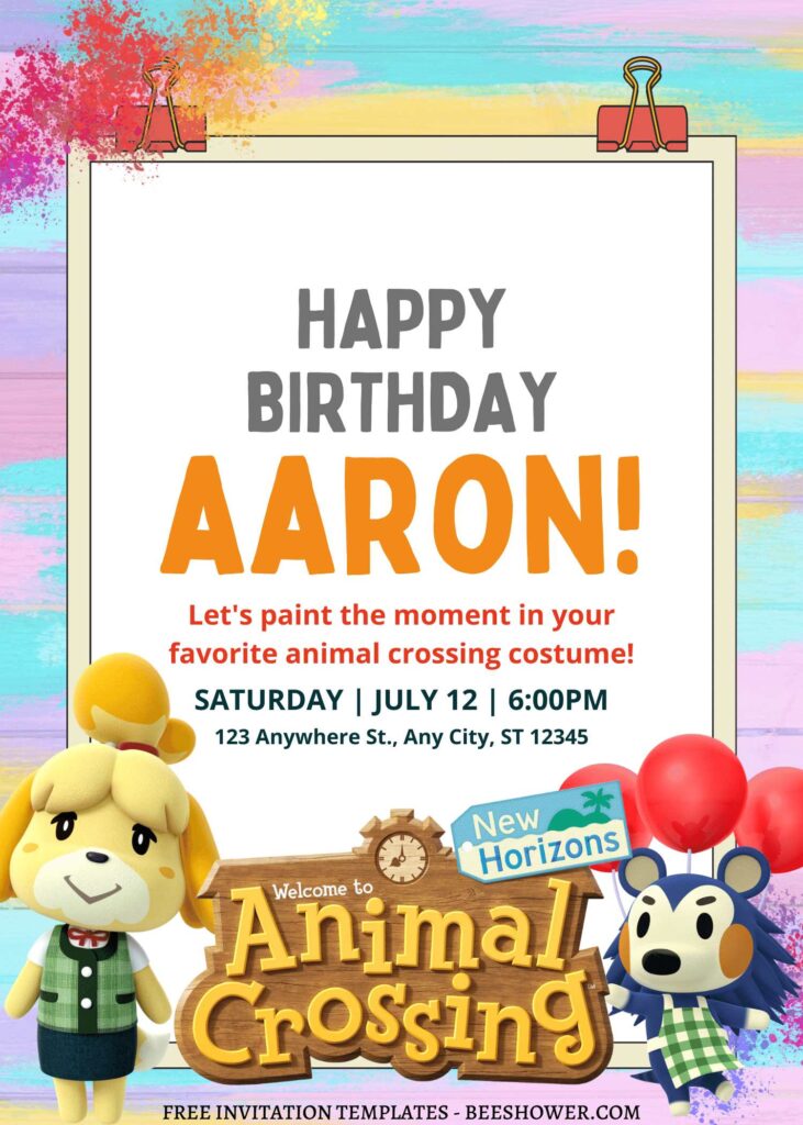 8+ Fluttering Animal Crossing Canva Birthday Invitation Templates  with adorable Baby Sheep
