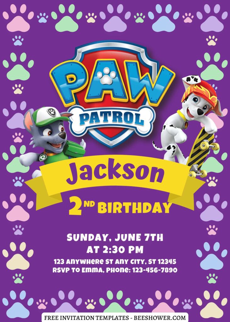 7+ Joyful PAW Patrol Canva Birthday Invitation Templates with Marshal