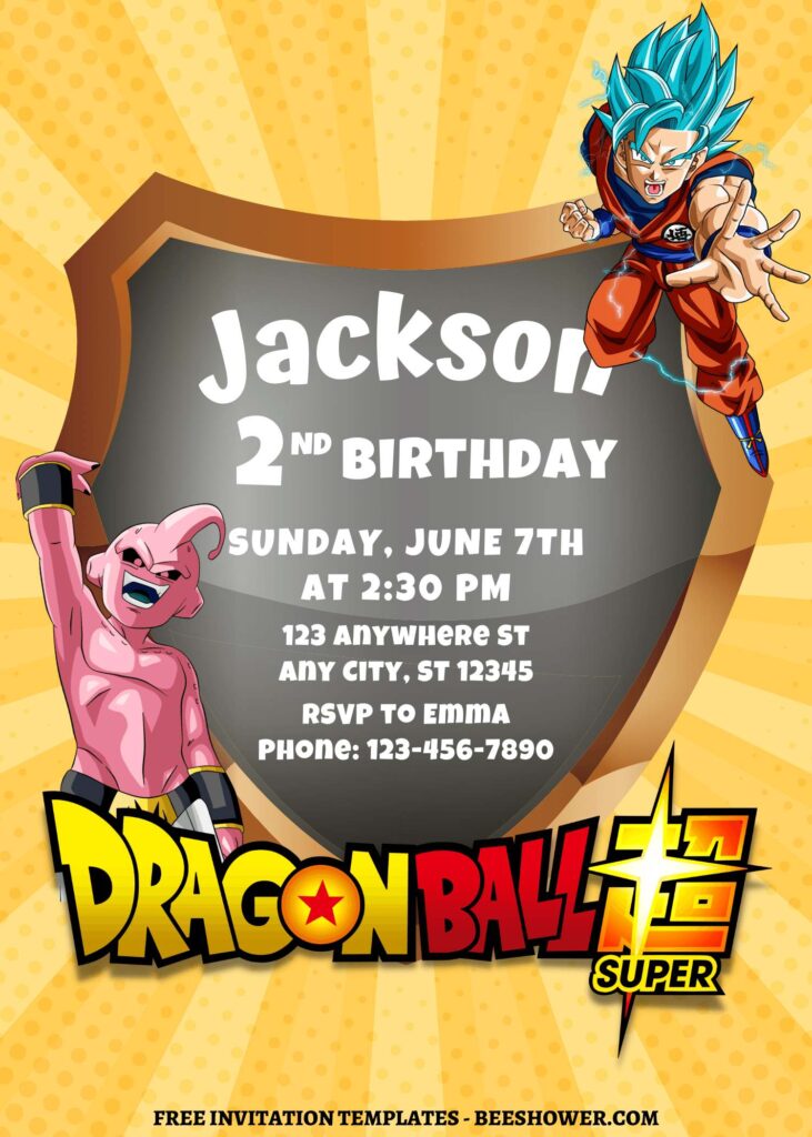 8+ Dragonball Super Brolly Canva Birthday Invitation Templates with Majinbu