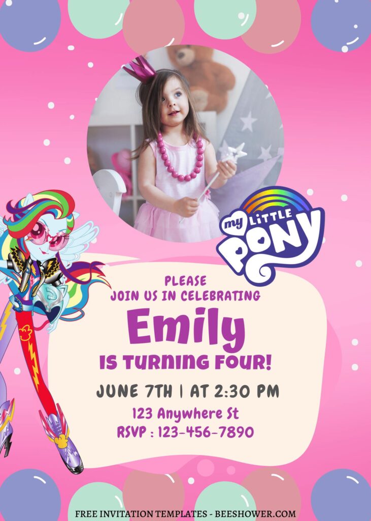 11+ Ultimate My Little Pony Canva Birthday Invitation Templates with sparkly pink background