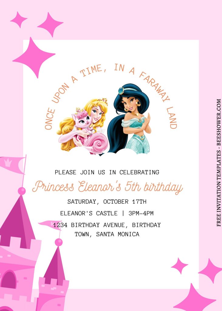 11+ Princess Castle Canva Birthday Invitation Templates  with Princess Jasmine