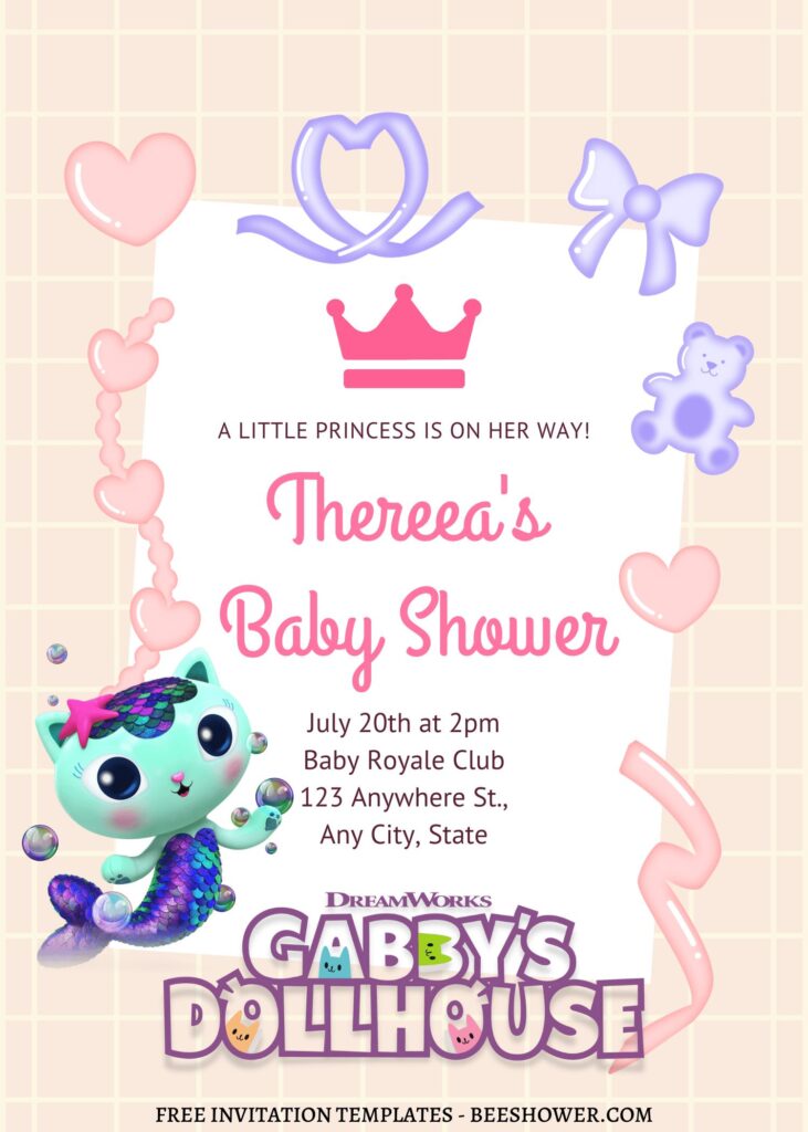 7+ Gabby Dollhouse Canva Birthday Invitation For Your Daughter's Birthday with cute Mercat