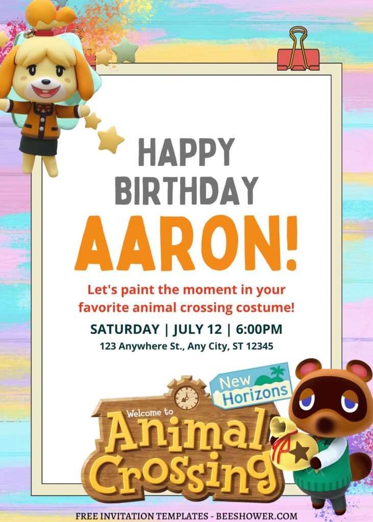 8+ Fluttering Animal Crossing Canva Birthday Invitation Templates  with cute wording