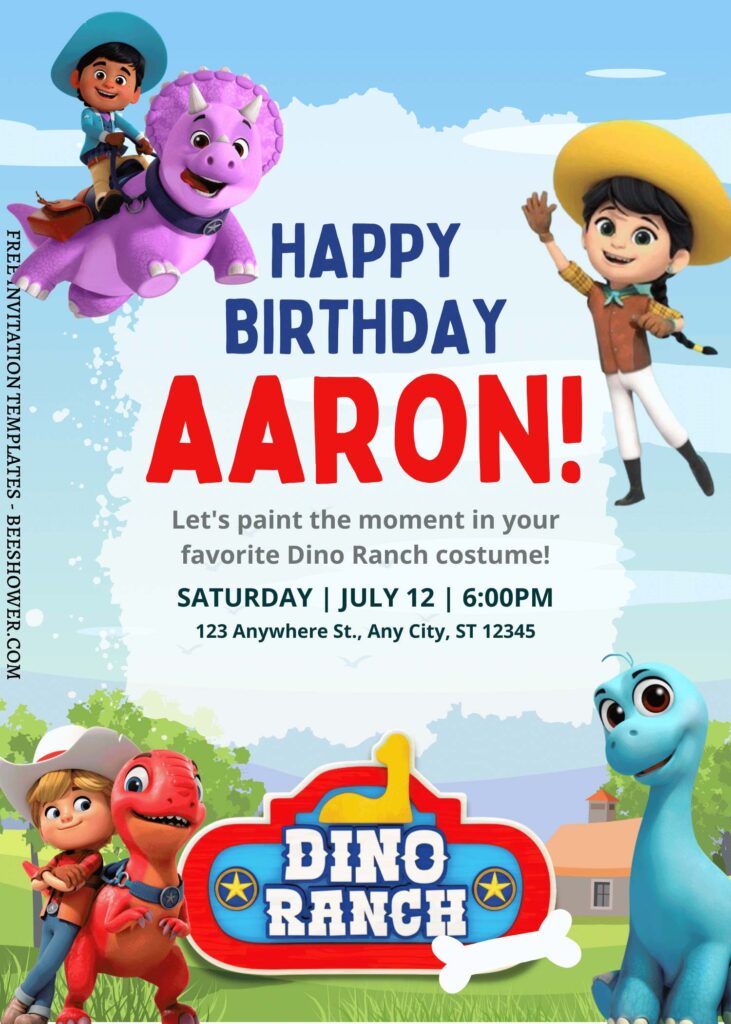 9+ ROAR-SOME Dino Ranch Canva Birthday Invitation Templates with cute wording