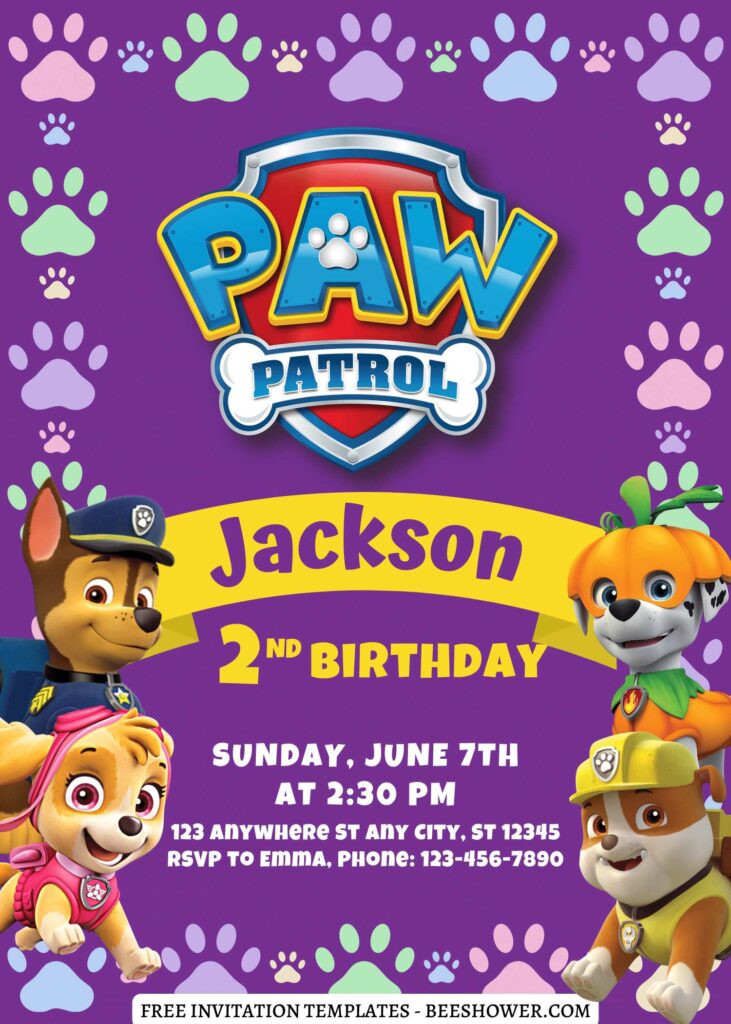 7+ Joyful PAW Patrol Canva Birthday Invitation Templates with Chase