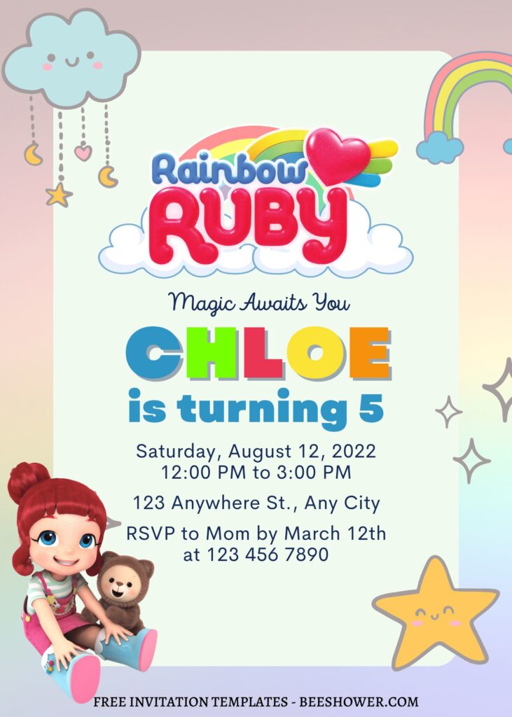 9+ Lovable Thunderbell And Princess Kiky Canva Birthday Invitation Templates with colorful text