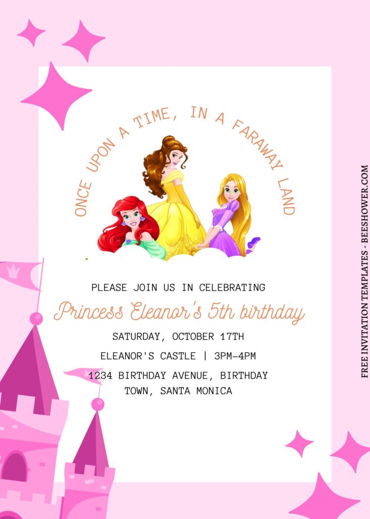 11+ Princess Castle Canva Birthday Invitation Templates  with Belle beauty and the beast